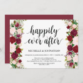 Marsala roze florale bruiloft Ontvanging Kaart (Voorkant / Achterkant)