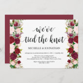 Marsala roze florale bruiloft Ontvanging Kaart (Voorkant / Achterkant)