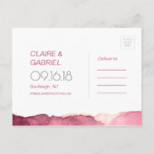 Marsala roze moderne, eenvoudige bruiloft met de d aankondigingskaart (Achterkant)