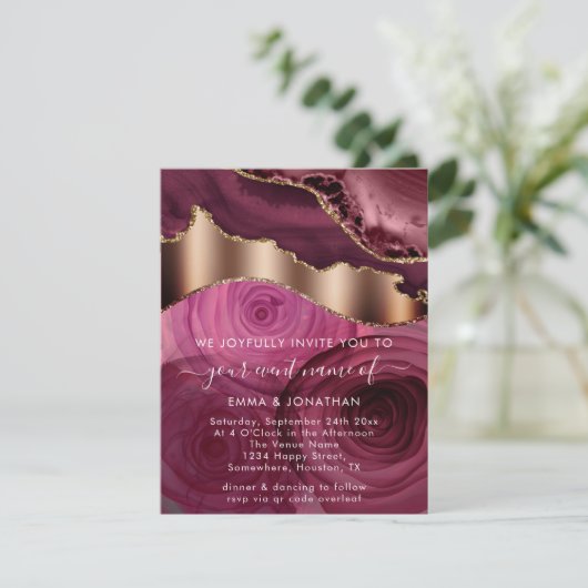 Marsala Rozen Floral Border QR Code Glutter (Staand voorkant)