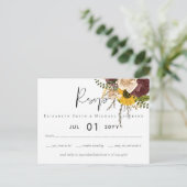 Marsala Rozen Sunflower Budget Cheap Weddenschap Briefkaart (Staand voorkant)