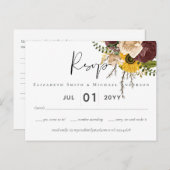 Marsala Rozen Sunflower Budget Cheap Weddenschap Briefkaart (Voorkant / Achterkant)