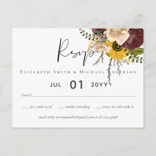Marsala Rozen Sunflower Budget Cheap Weddenschap Briefkaart