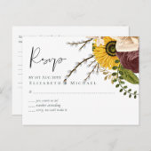 Marsala Rozen Sunflower Budget Cheap Weddenschap Briefkaart (Voorkant / Achterkant)