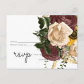 Marsala Rozen Sunflower Budget Cheap Weddenschap Uitnodiging Briefkaart (Voorkant)