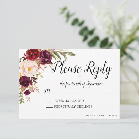 Marsala RSVP-kaart Kaart (Staand voorkant)