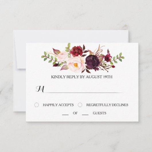 Marsala RSVP Wedding Card (Voorkant)
