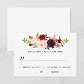 Marsala RSVP Wedding Card Kaartje (Voorkant / Achterkant)