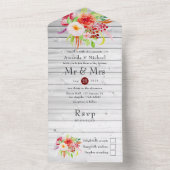 Marsala  Rustic Charm Garden Wedding All In One Uitnodiging (Binnen)