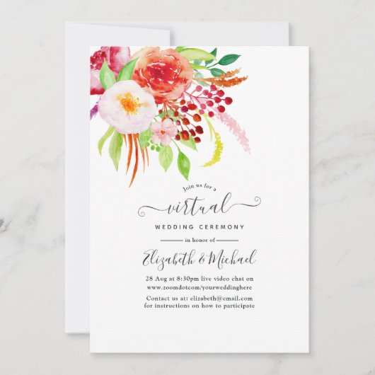 Marsala Rustic Charm Virtual Wedding Kaart (Voorkant)