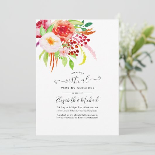 Marsala Rustic Charm Virtual Wedding Kaart (Staand voorkant)