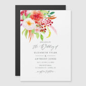 Marsala rustieke charme bruiloft magnetische uitnodiging (Voorkant / Achterkant)