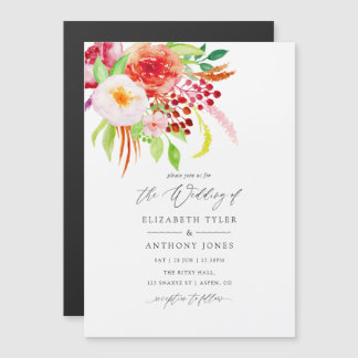 Marsala  rustieke charme bruiloft magnetische uitnodiging