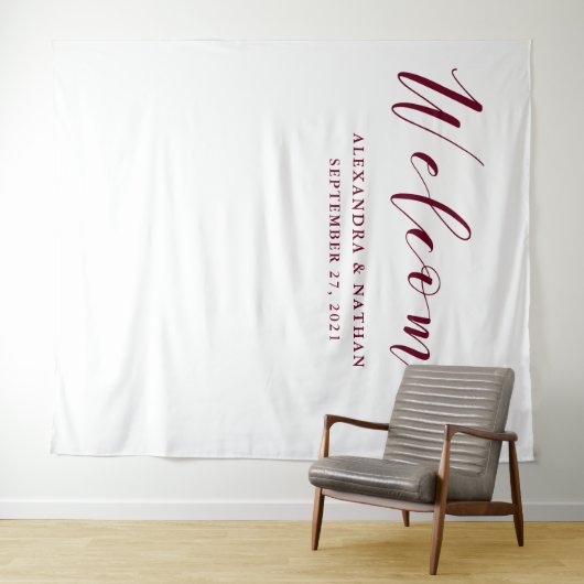 Marsala Script Trouw Achtergrond | Fotohokje Prop Wandkleed (In Situ (horizontaal))