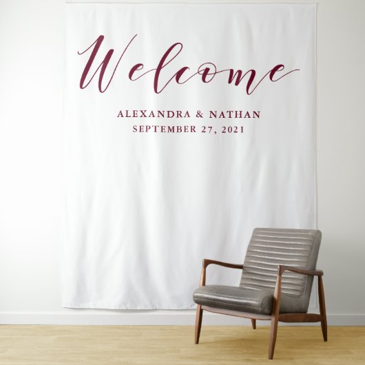 Marsala Script Trouw Achtergrond | Fotohokje Prop Wandkleed (In situ)