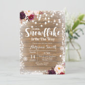 Marsala sneeuwvlok is op weg naar baby shower kaart (Staand voorkant)