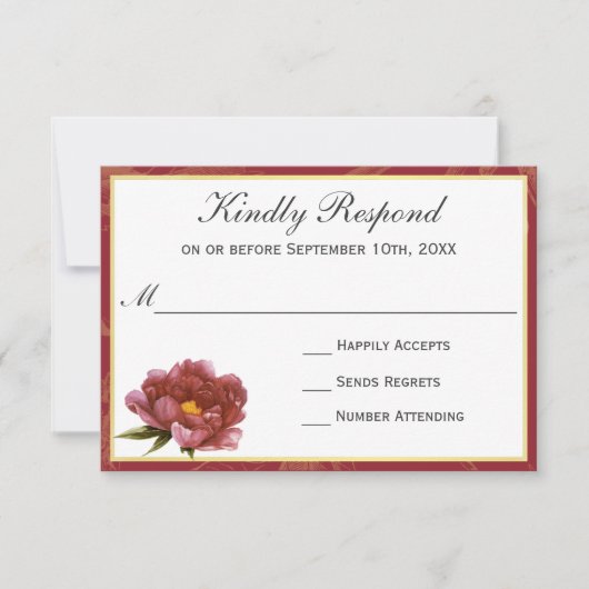Marsala Splendor Waterverf Floral RSVP (Voorkant)