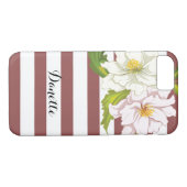 Marsala strepen en roze bloemen moderne bloemen Case-Mate iPhone case (Achterkant (Horizontaal))