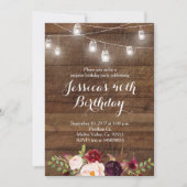 Marsala String lichtverjaardaguitnodiging Kaart (Voorkant)