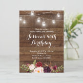 Marsala String lichtverjaardaguitnodiging Kaart (Staand voorkant)