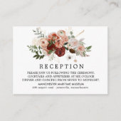 Marsala Terracotta Blush Bloemen Bruiloft Receptie Informatiekaartje (Voorkant)