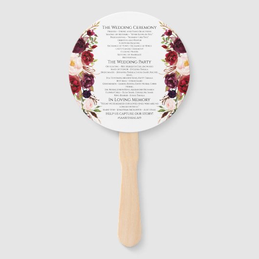 Marsala Trouwprogramma Ronde Handwaaier (Achterkant)