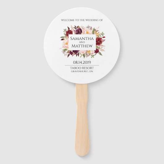 Marsala Trouwprogramma Ronde Handwaaier (Voorkant)