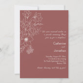 Marsala Vintage Line Drawn Floral Reception Kaart (Voorkant)