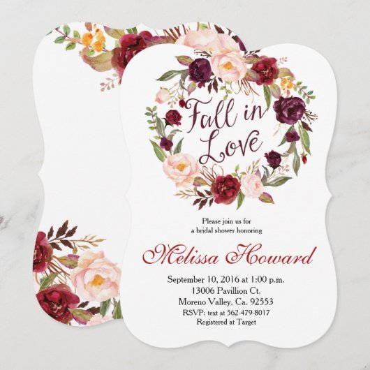 Marsala Vrijgezellenfeest Herfst-uitnodiging Kaart (Voorkant / Achterkant)