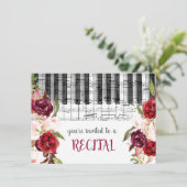 Marsala waterverf Bloemen Muziekrecital Kaart (Staand voorkant)