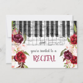 Marsala waterverf Bloemen Muziekrecital Kaart