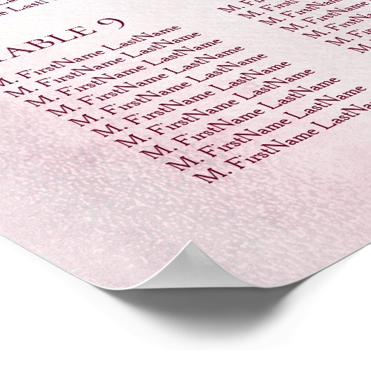 Marsala Waterverf Elegant Wedding Seating Chart Poster (Hoek)