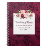 Marsala Waterverf Pioen Boeket Bruiloft Planner Notitieboek (Voorkant)