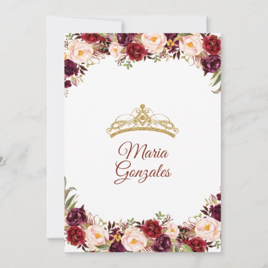 Marsala Waterverf Quinceanera Uitnodiging (Achterkant)