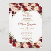 Marsala Waterverf Quinceanera Uitnodiging (Voorkant / Achterkant)