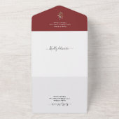 Marsala Waterverf Wildflower Simple Wedding All In One Uitnodiging (Buitenkant)