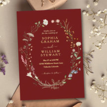 Marsala Waterverf Wildflower Theme Spring Wedding