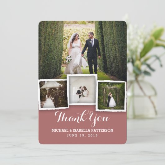  marsala Weddenfoto Hartelijk dank Bedankkaart (Staand voorkant)