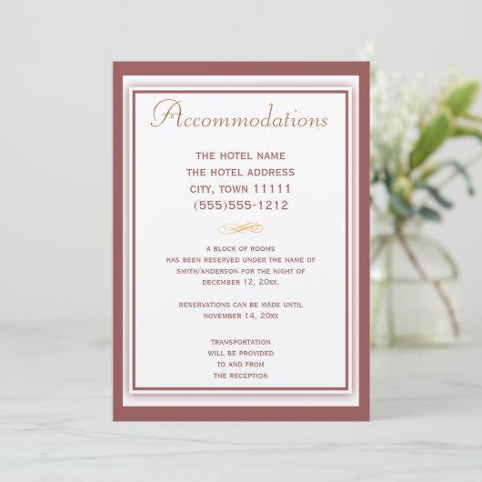Marsala Wedding Accommodaties Kaart (Staand voorkant)