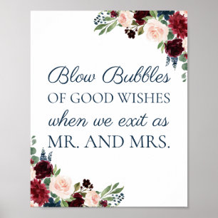 Marsala Wedding Bubbles of Good Wishes Poster