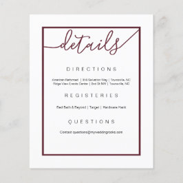 Marsala Wedding Details Flyer, Wine Accents Flyer