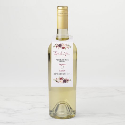 Marsala Wedding Favor Dank je Labels op het etiket (Op fles)