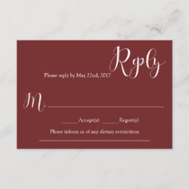 Marsala Wedding Reply Card RSVP Kaartje