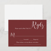 Marsala Wedding Reply Card RSVP Kaartje (Voorkant / Achterkant)