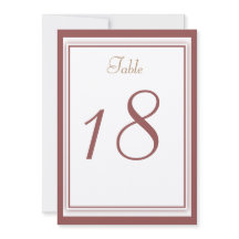 Marsala Wedding Table Number Card