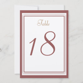 Marsala Wedding Table Number Card Kaart