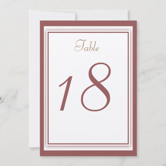 Marsala Wedding Table Number Card Kaart (Achterkant)