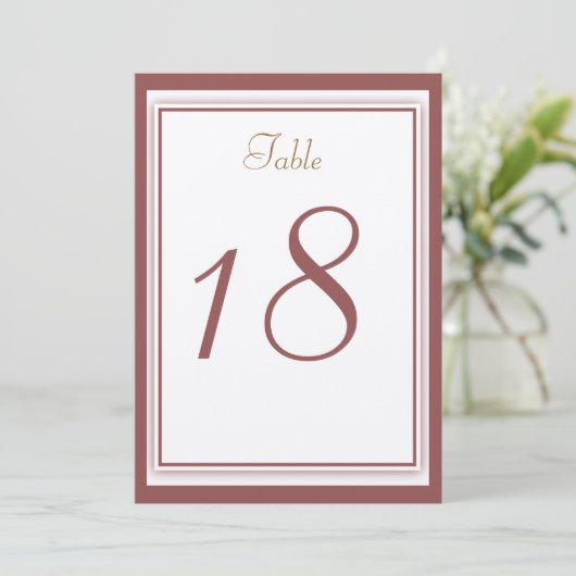 Marsala Wedding Table Number Card Kaart (Staand voorkant)