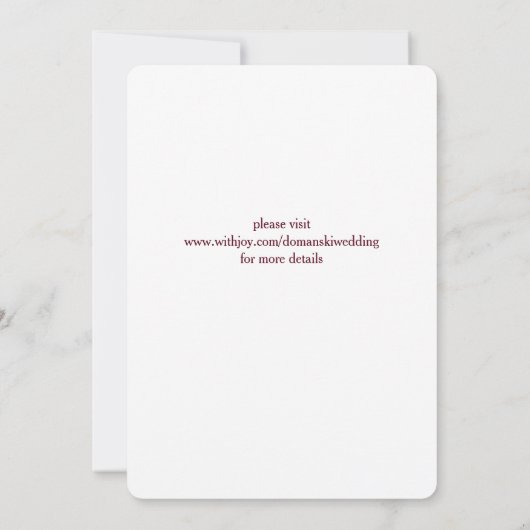 Marsala Wedding Uitnodiging (Achterkant)