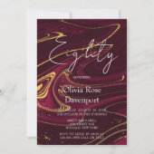 Marsala Wijn Goud Alcohol Inkt 80ste Verjaardagsfe Kaart (Voorkant)